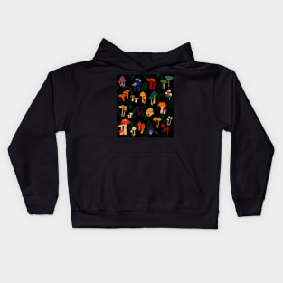 Mushrooms of the Redwood Forest Pattern Kids Hoodie